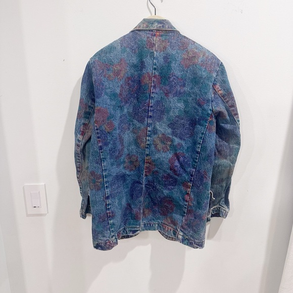 Vintage Bongo floral 90s Y2K oversized Denim Blazer medium - Picture 8 of 10